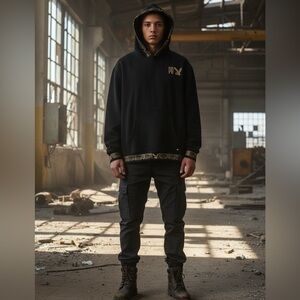PLAYBOY Black Hoodie with Gold Text xl